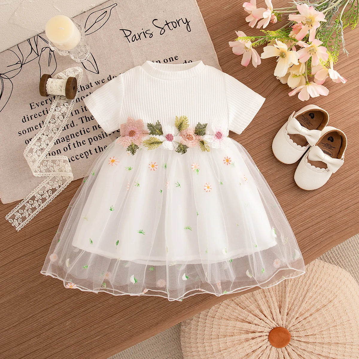 Spring And Autumn Floral Dress