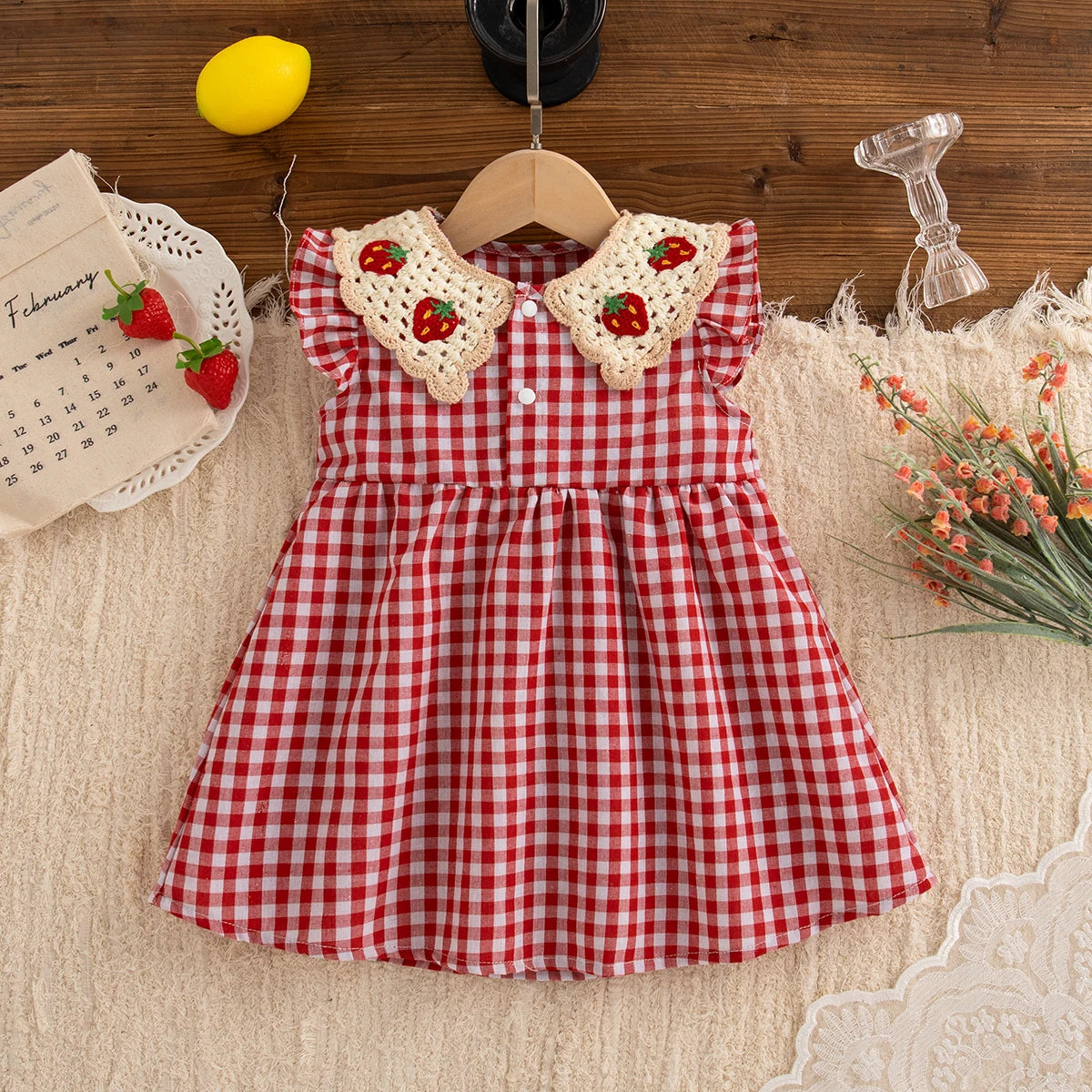 Strawberry Lapel Girl Dress