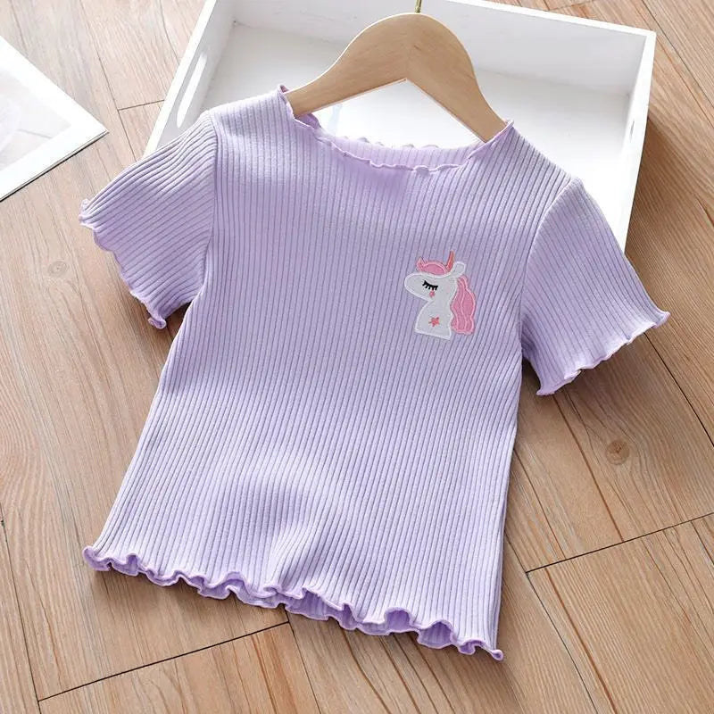 Girls Embroidered Short Sleeve T-Shirt