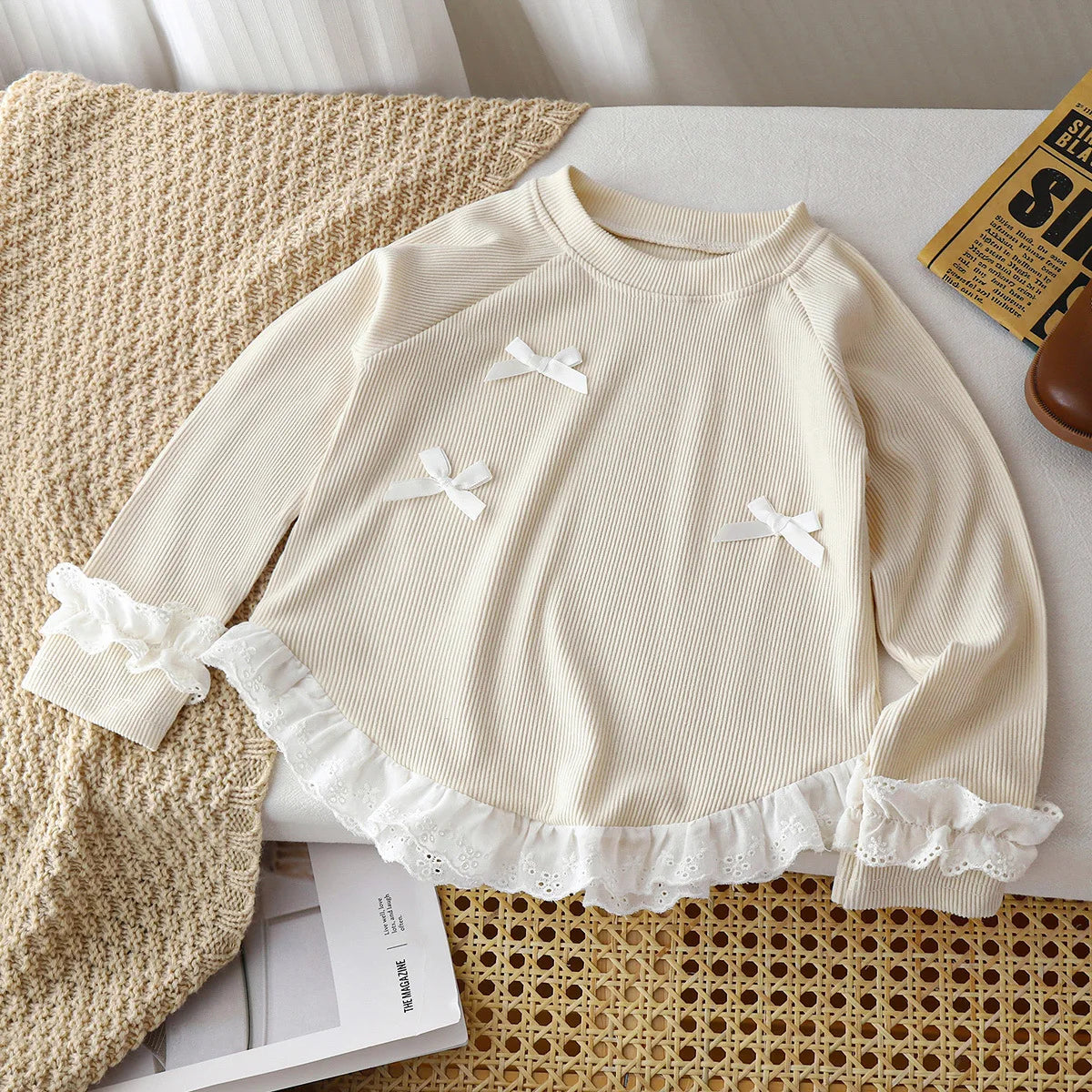 Girls' Autumn New Bow Jumper