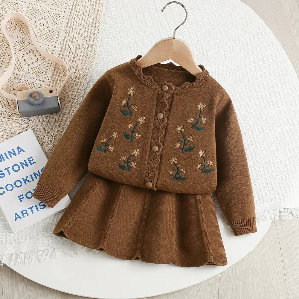 Embroidered Flower Design Two-Piece