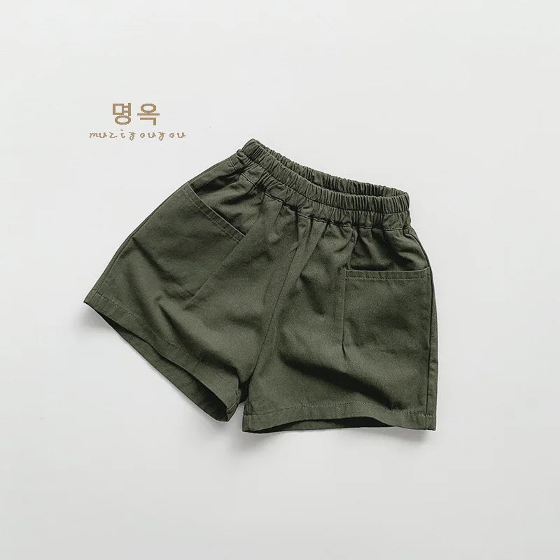 Solid Vintage Casual Shorts
