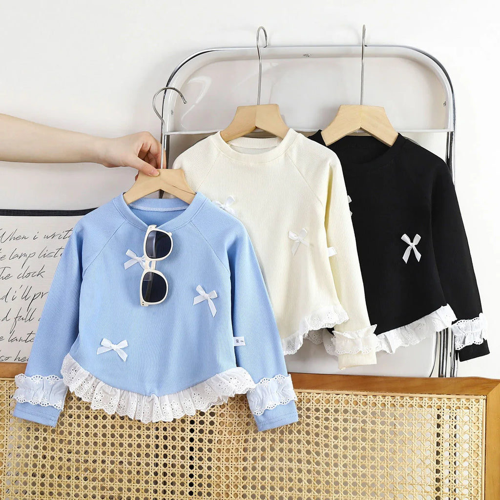 Girls' Autumn New Bow Jumper