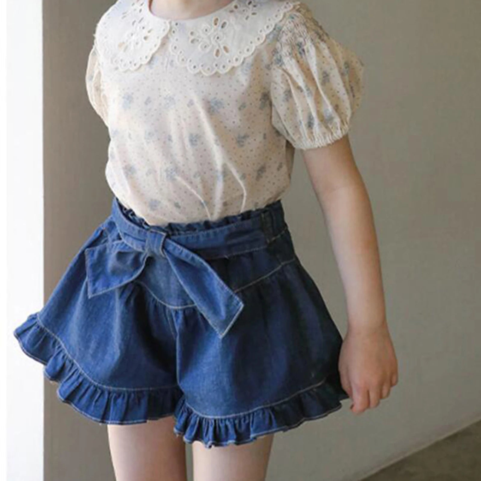 Vintage Princess Big Bowknot Belt Shorts