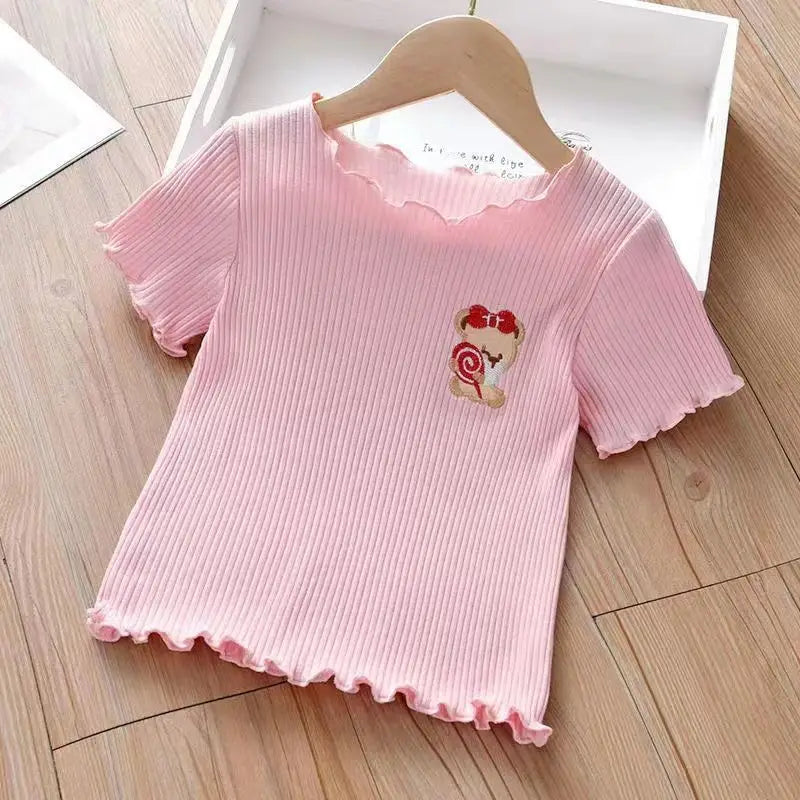 Girls Embroidered Short Sleeve T-Shirt