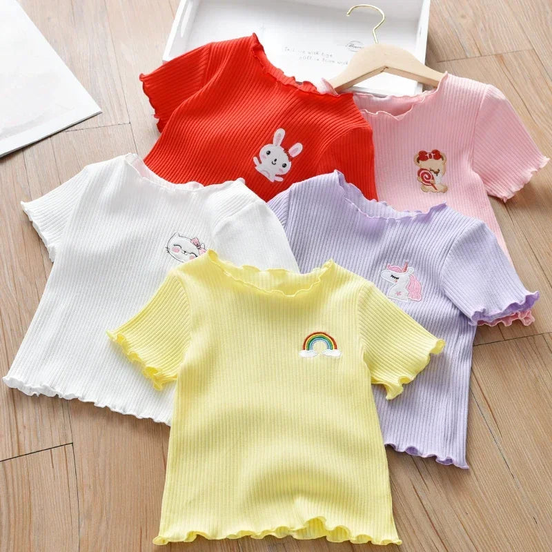 Girls Embroidered Short Sleeve T-Shirt