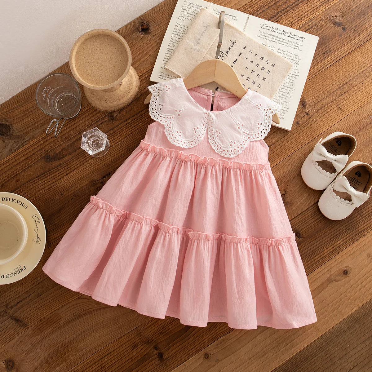 Summer Cotton Solid Color Lapel Dress