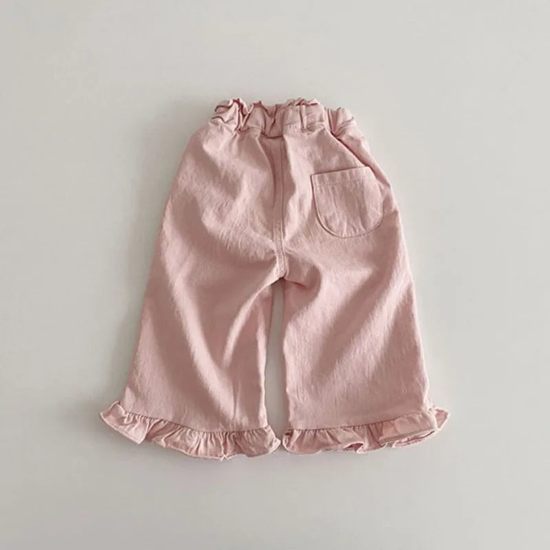 New Girl Pants Casual Ruffle Wide Leg