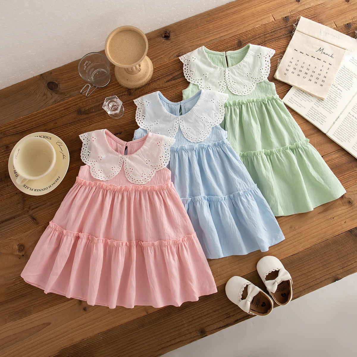 Summer Cotton Solid Color Lapel Dress