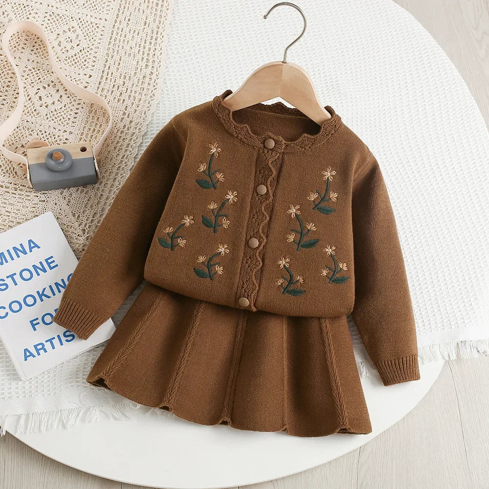 Embroidered Flower Design Two-Piece