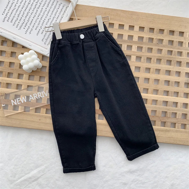 Mid-Rise Button Casual Trousers