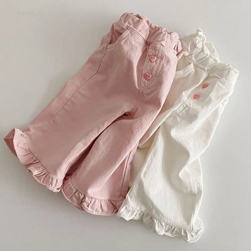 New Girl Pants Casual Ruffle Wide Leg