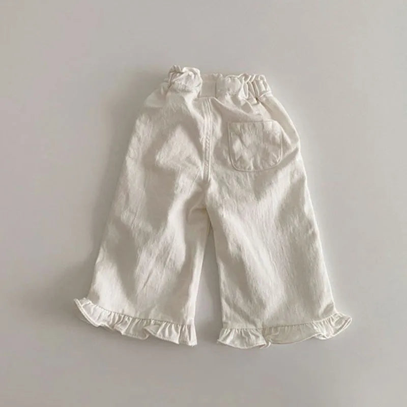 New Girl Pants Casual Ruffle Wide Leg