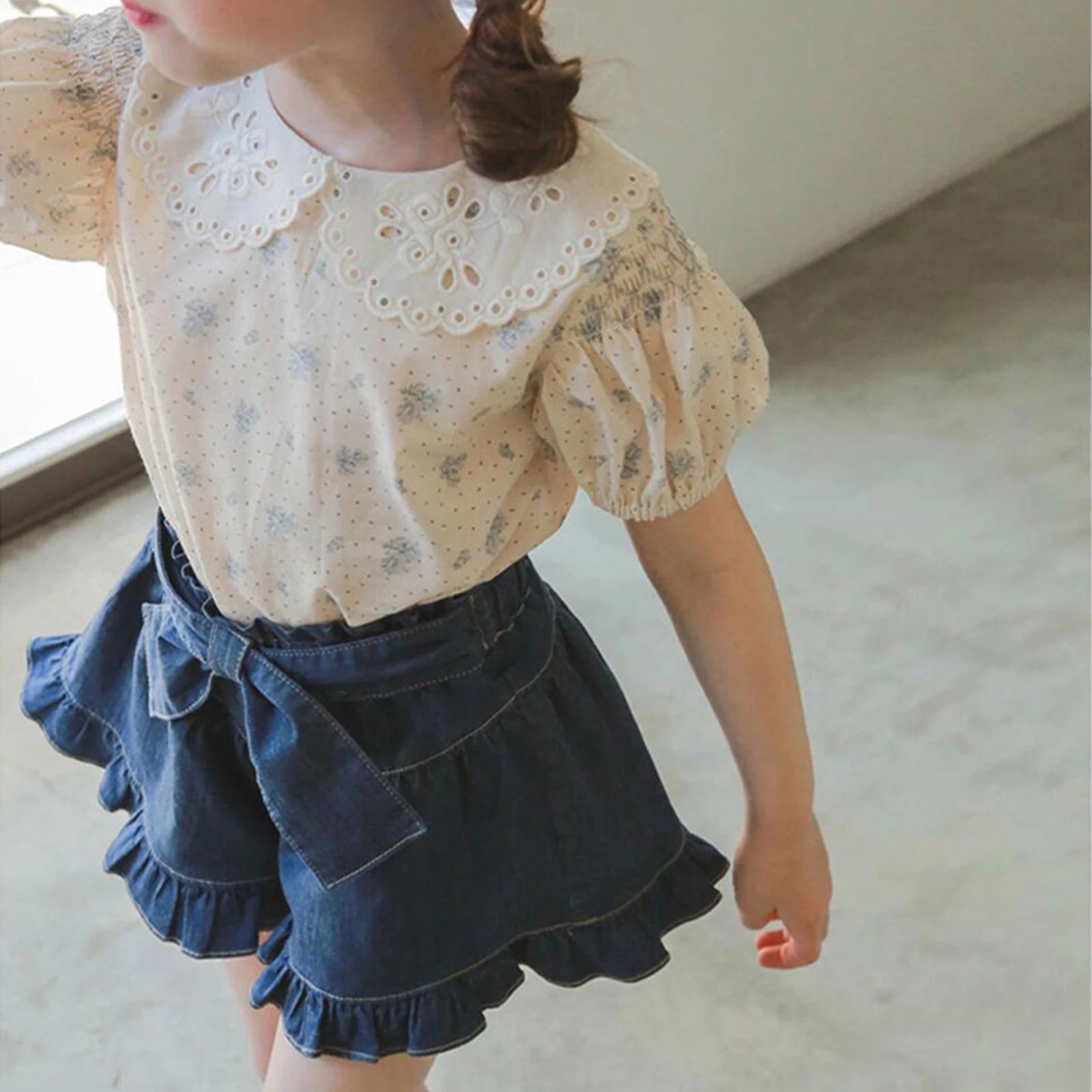 Vintage Princess Big Bowknot Belt Shorts