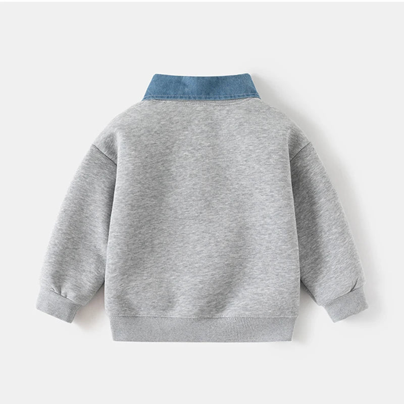 Honey Bear 2-in-1 Denim Collar Sweatshirt