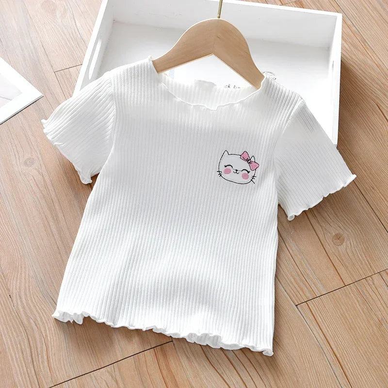 Girls Embroidered Short Sleeve T-Shirt