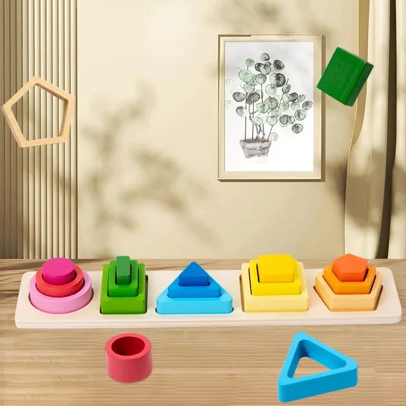 BrightNest Montessori Shape Stacking Board