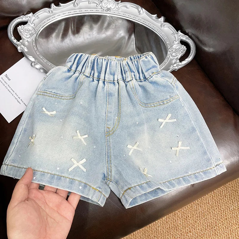 Denim Bow Shorts