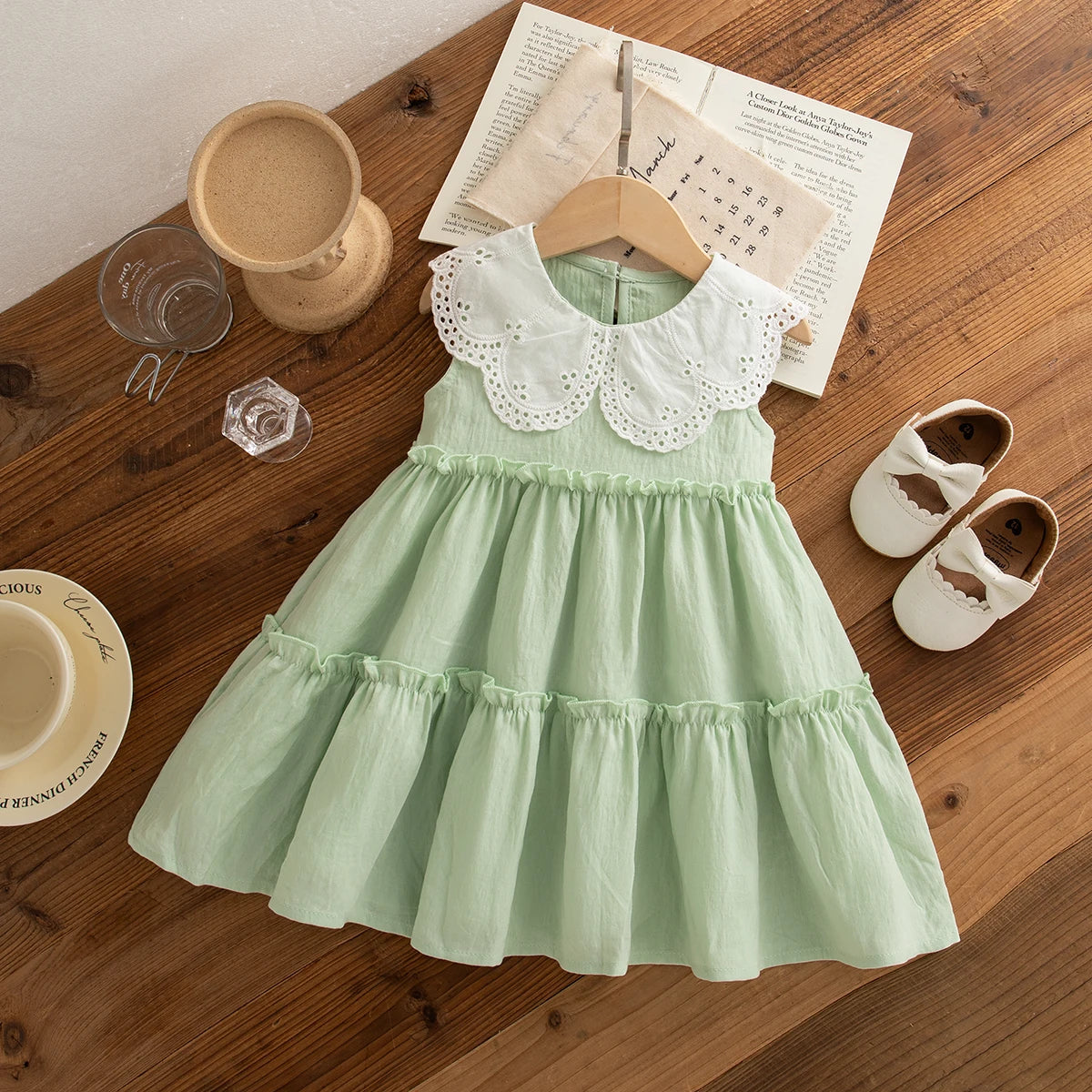 Summer Cotton Solid Color Lapel Dress
