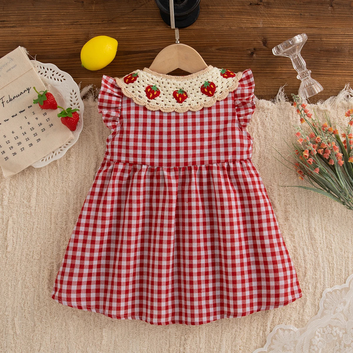 Strawberry Lapel Girl Dress
