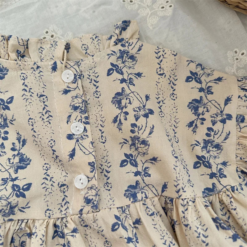 Girls Printed Blouses Puff Sleeve
