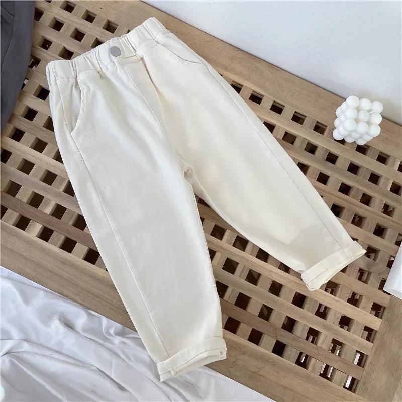 Mid-Rise Button Casual Trousers