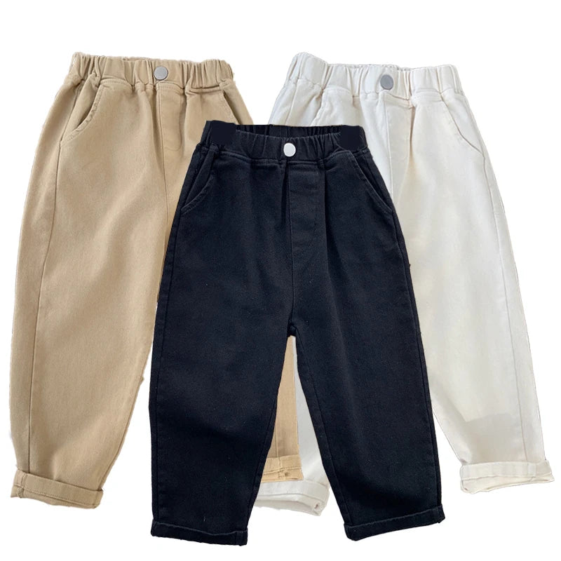 Mid-Rise Button Casual Trousers