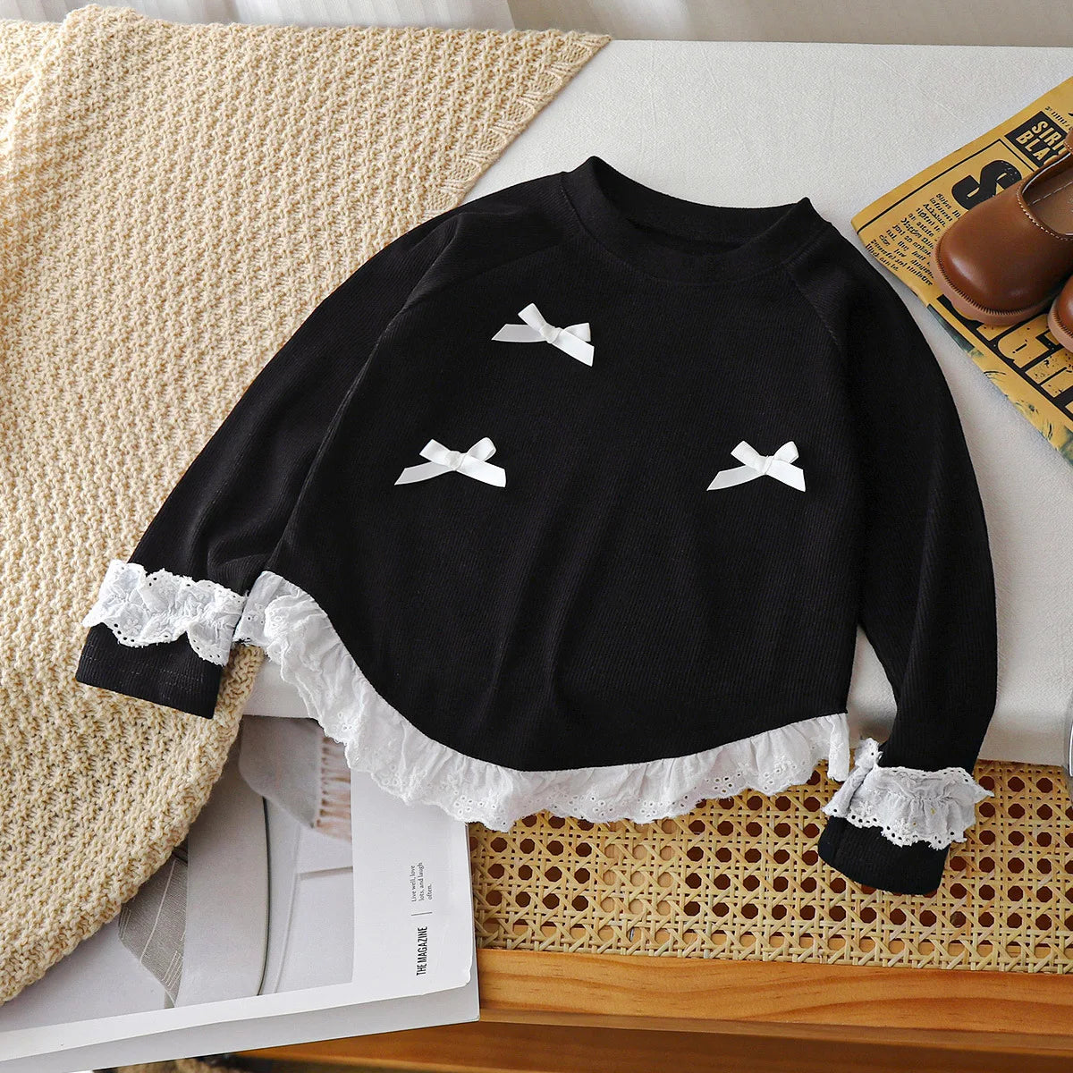 Girls' Autumn New Bow Jumper