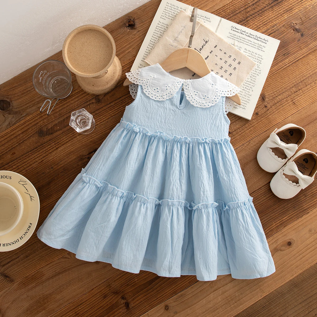 Summer Cotton Solid Color Lapel Dress