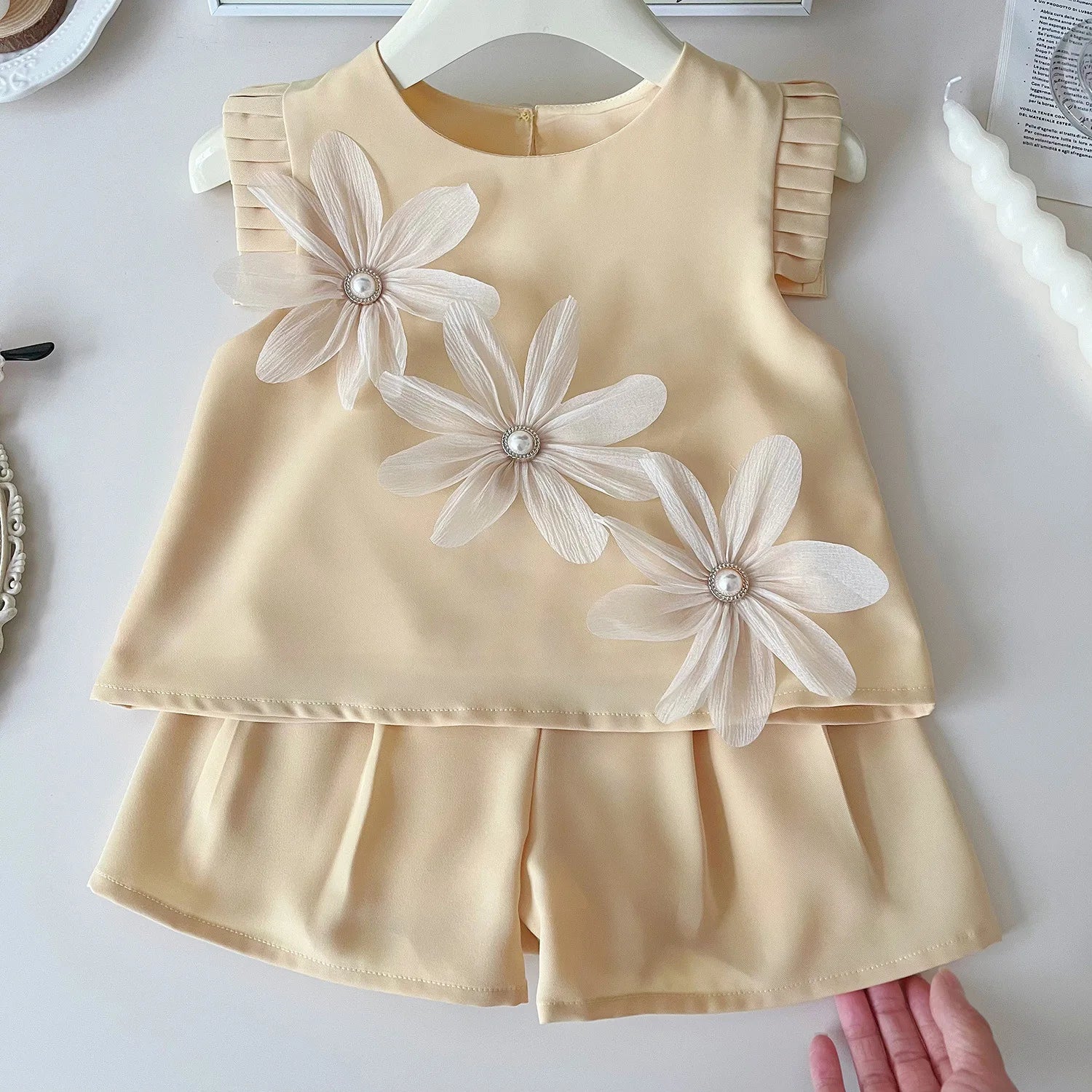 Summer Cute Three Flowers Two- Piece Set