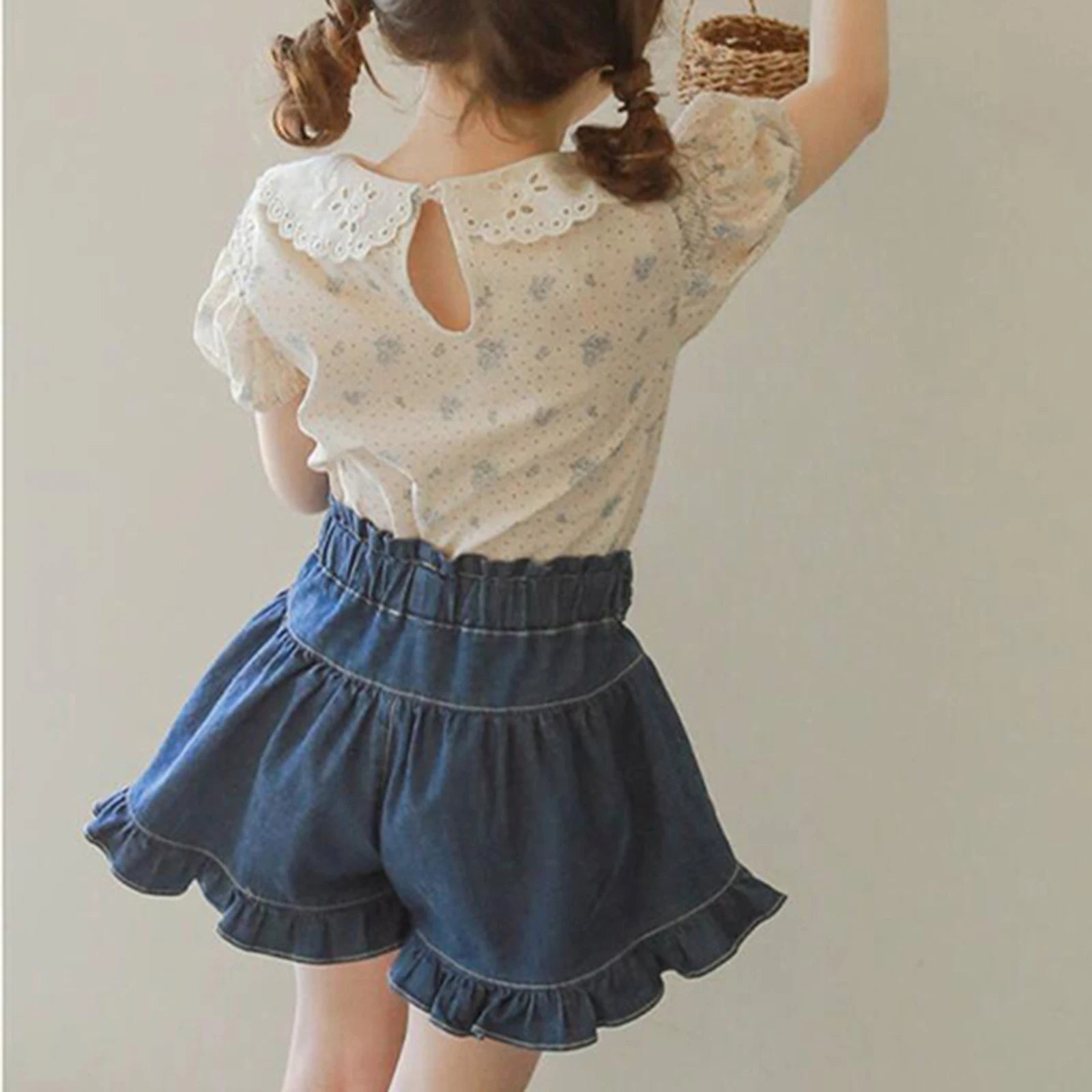 Vintage Princess Big Bowknot Belt Shorts