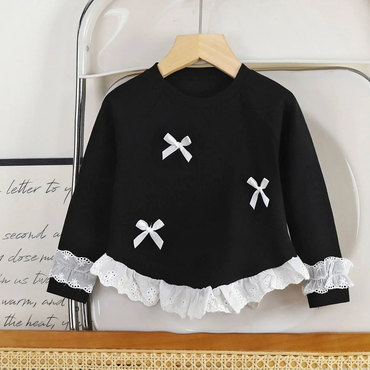 Girls' Autumn New Bow Jumper