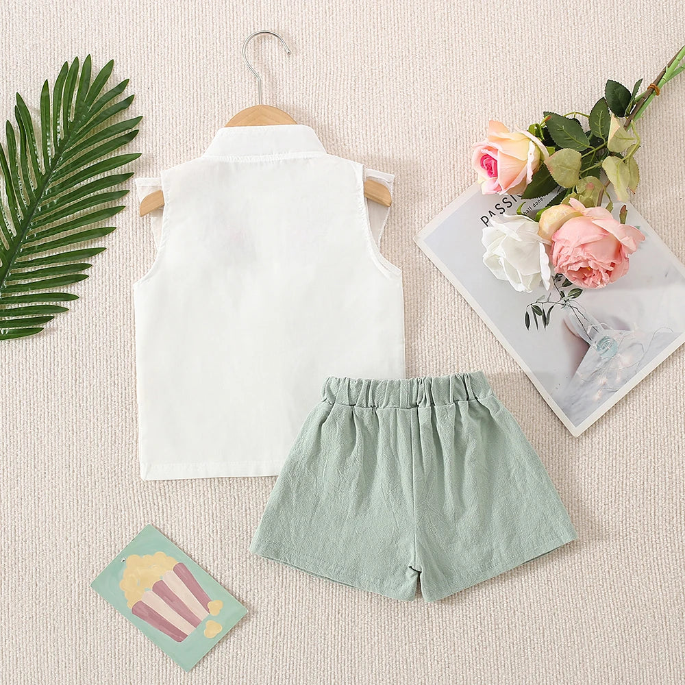 Girl Cotton Flower Two- Piece Set