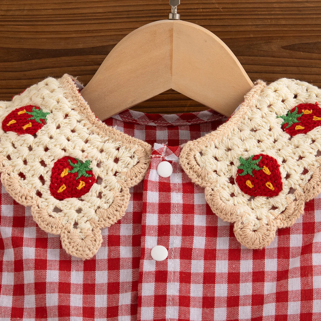 Strawberry Lapel Girl Dress