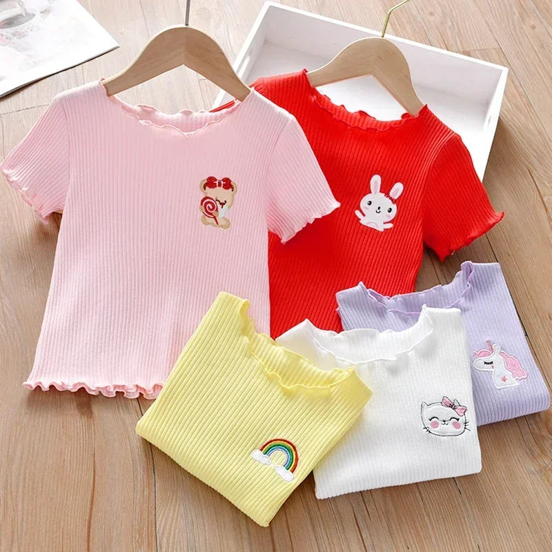 Girls Embroidered Short Sleeve T-Shirt