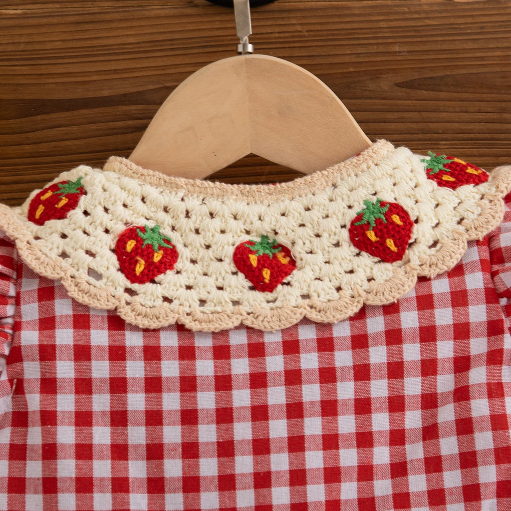 Strawberry Lapel Girl Dress