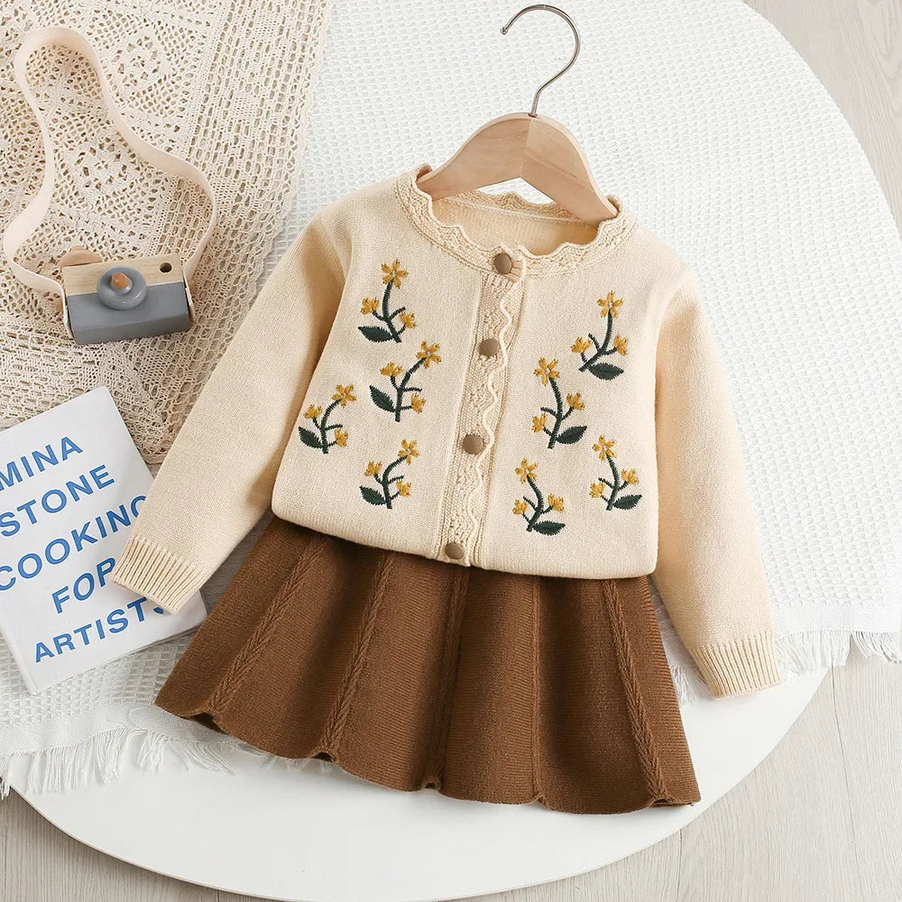 Embroidered Flower Design Two-Piece
