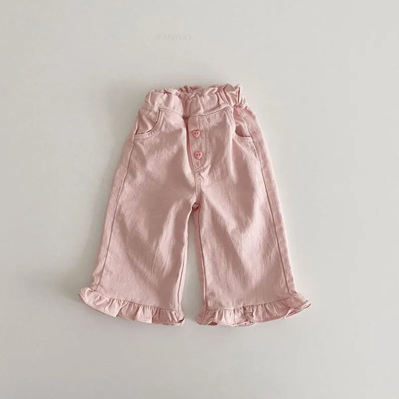 New Girl Pants Casual Ruffle Wide Leg