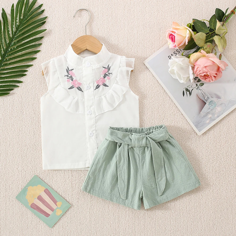 Girl Cotton Flower Two- Piece Set
