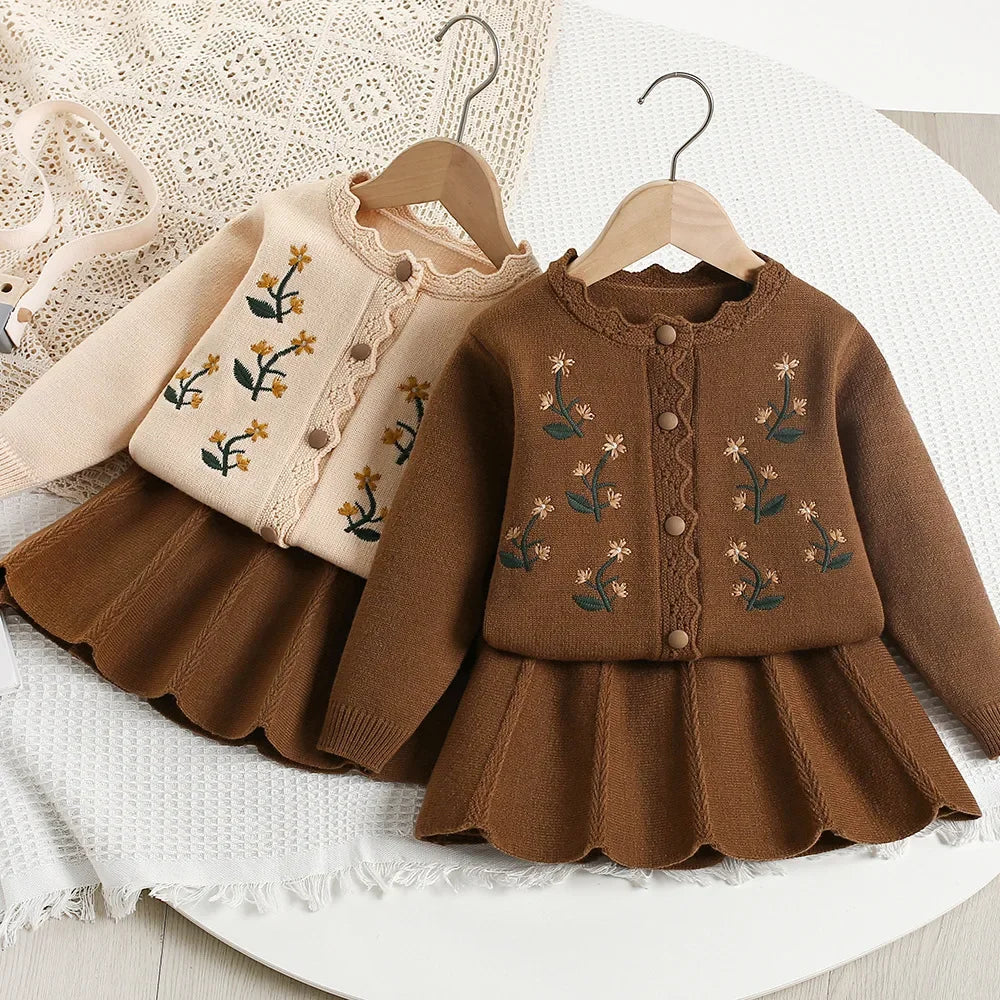 Embroidered Flower Design Two-Piece