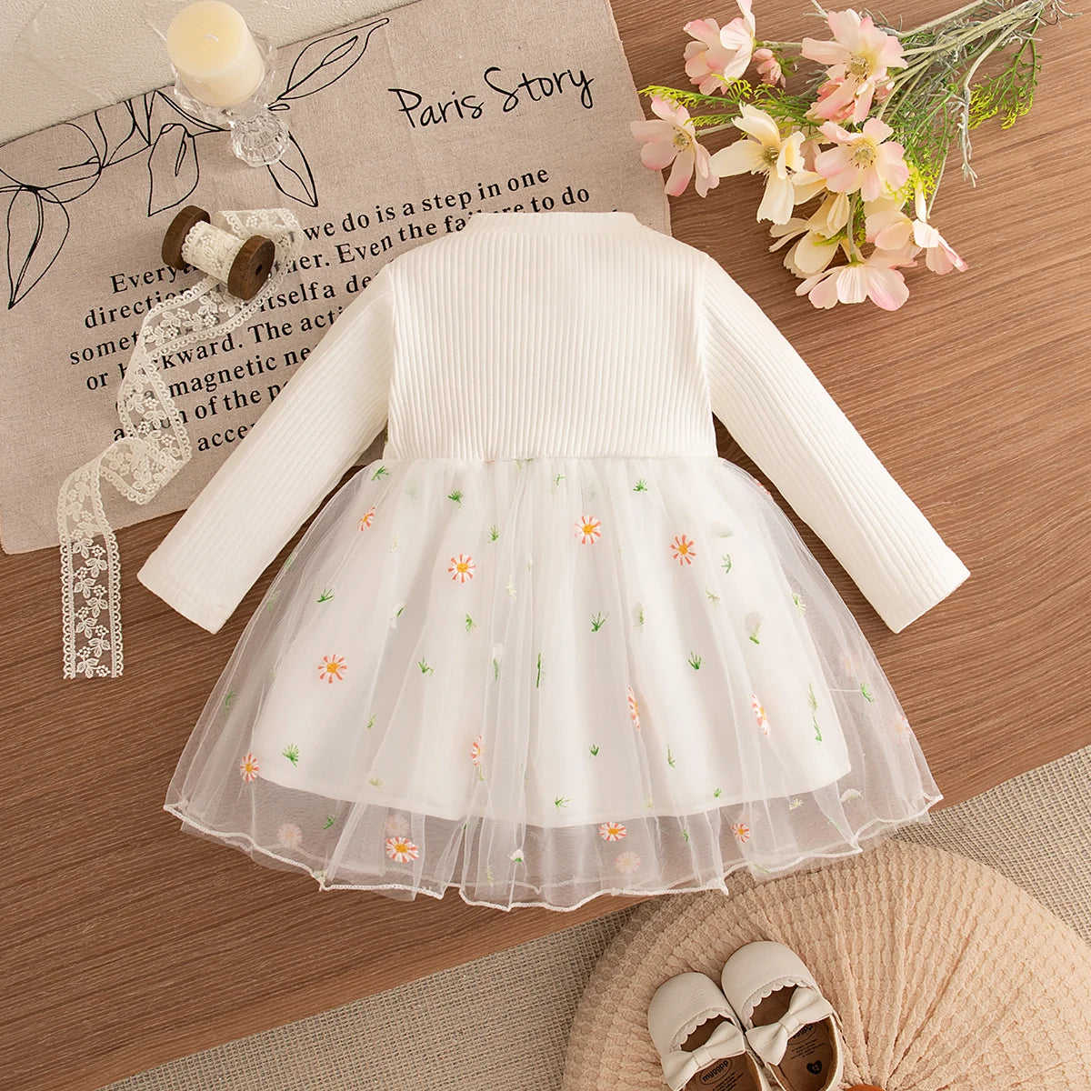 Spring And Autumn Floral Dress