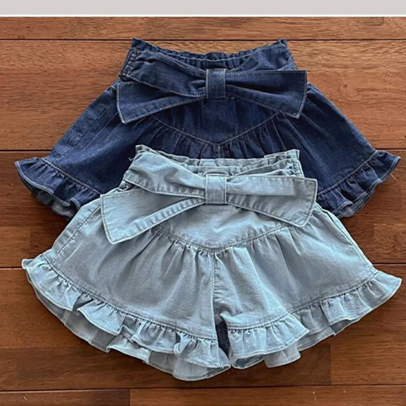 Vintage Princess Big Bowknot Belt Shorts