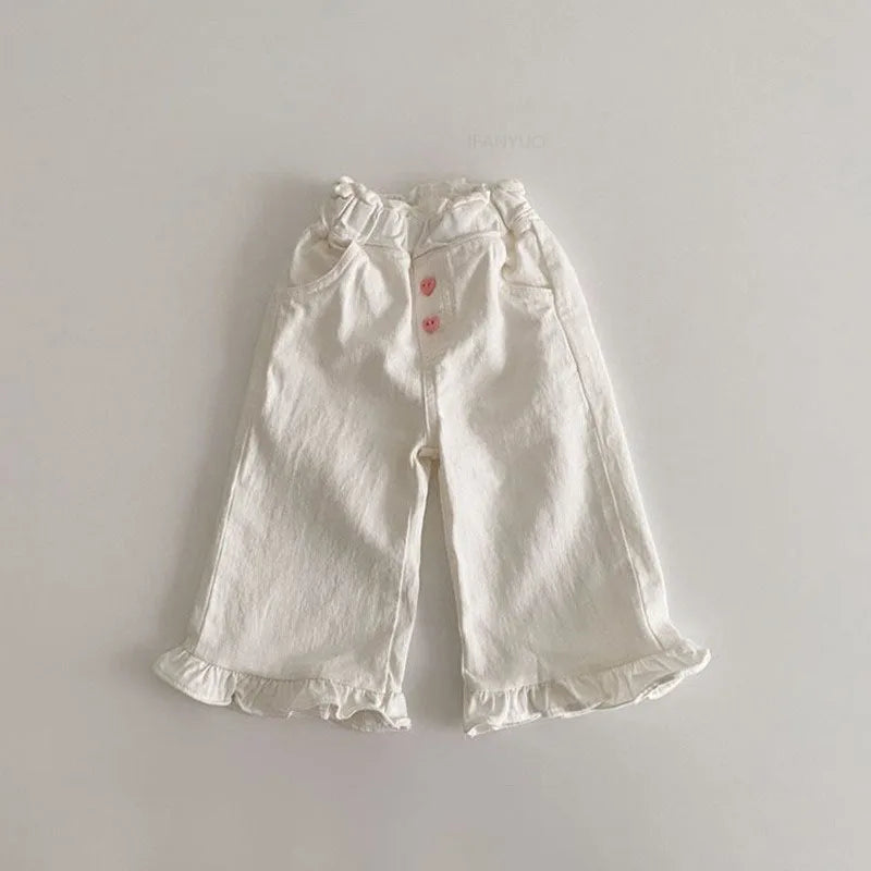 New Girl Pants Casual Ruffle Wide Leg