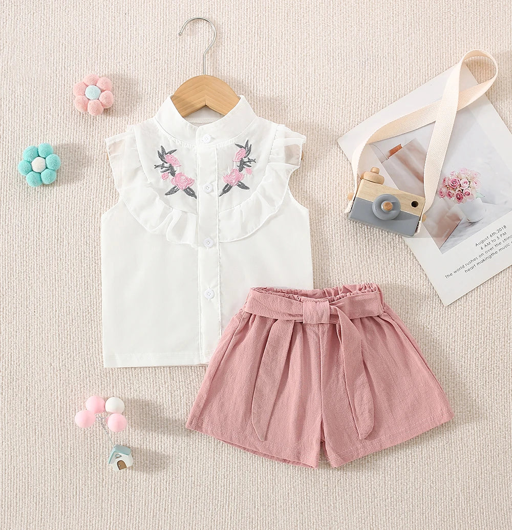 Girl Cotton Flower Two- Piece Set
