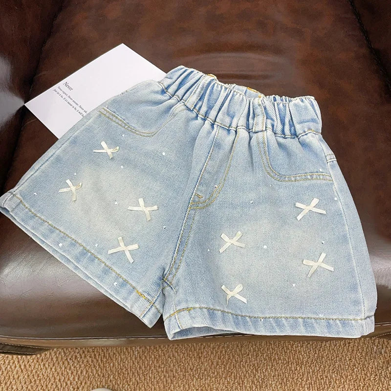 Denim Bow Shorts