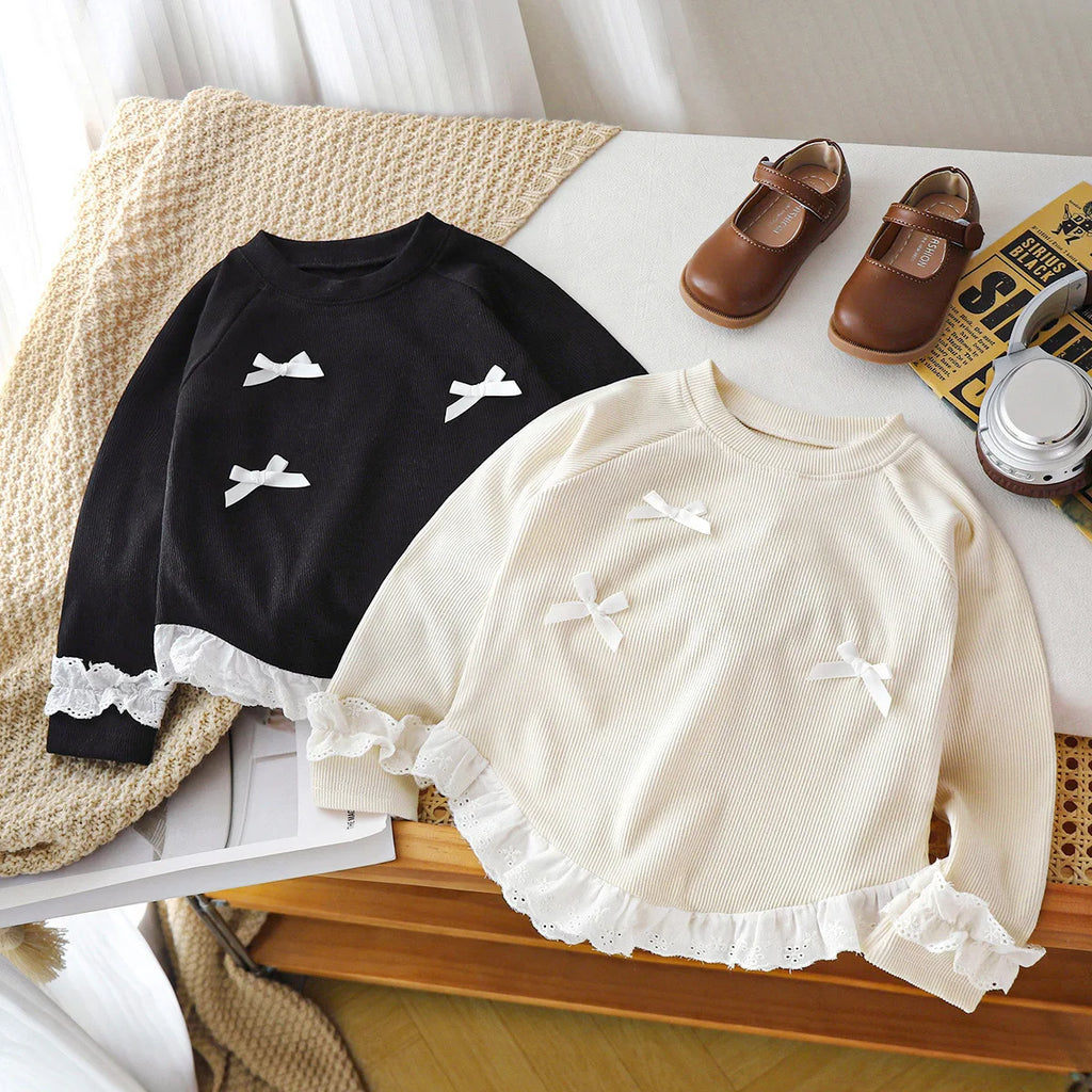 Girls' Autumn New Bow Jumper